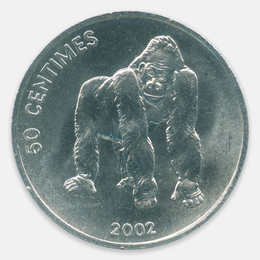 Горилла 50 сантимов 2002 Конго (UNC)