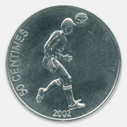 Футболист 50 сантимов 2002 Конго (UNC)