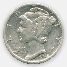 1 дайм 1945 США (Very Fine)