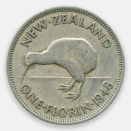 2 шиллинга (флорин) 1948-1951 Новая Зеландия (Very Fine)