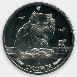 Турецкая ангора 1 крона 1995 Остров Мэн (сост. UNC)
