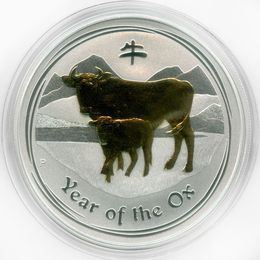 Год быка 1 доллар 2009 Австралия - Позолоченная