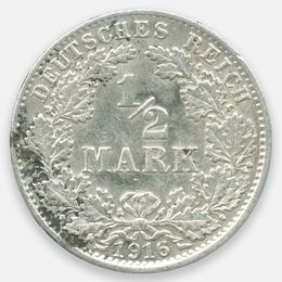 1/2 марки 1916 Германия (J) (Very Fine)