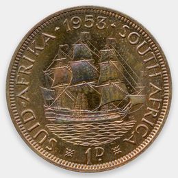 1 пенни 1953 ЮАР (сост. about UNC)