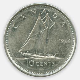 10 центов 1969-1989 Канада (UNC)