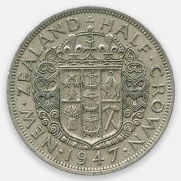 1/2 кроны 1947 Новая Зеландия (Very Fine)
