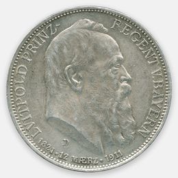 90-летие Луитпольда Баварского 3 марки 1911 Германия (Бавария)