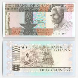 Банкнота 50 седи 1980 Гана (сост. UNC)