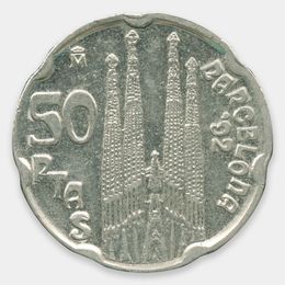 Олимпийские Игры. Барселона. Эмблема 50 песет 1992 Испания (XFine)