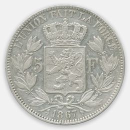 5 франков 1867 Бельгия (XFine)
