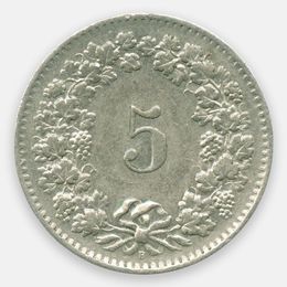 5 раппенов 1962 Швейцария (Very Fine)