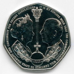 Вступление на престол Карла III 50 пенсoв 2022 Гибралтар