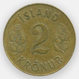 2 кроны 1958-1966 Исландия (сост. Very Fine)
