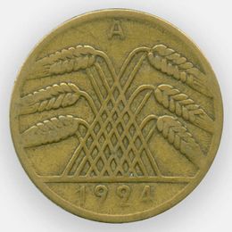 10 рентенпфеннигов 1923-1925 Германия (сост. Very Fine)