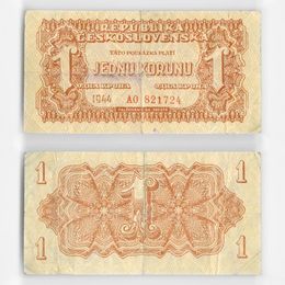 Банкнота 1 крона 1944 Чехословакия (VF)