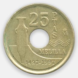 Мелилья 25 песет 1997 Испания (Very Fine)