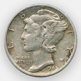 1 дайм (10 центов) 1943 США (сост. Very Fine)