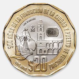 500 лет основанию порта Веракрус 20 песо 2019 Мексика