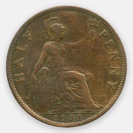 1/2 пенни 1928-1936 Великобритания (Fine)