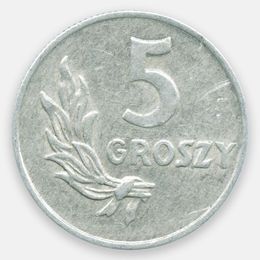 5 грошей 1949 Алюминий Польша (Very Fine)