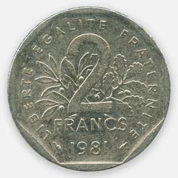 2 франка 1979-2001 Франция (Very Fine)