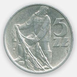 5 злотых 1958 Польша (UNC)