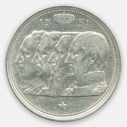 100 франков 1951 Бельгия (XFine)