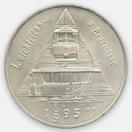 100 лет электрическому трамваю в Братиславе 200 крон 1995 Словакия (UNC)