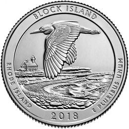 Остров Блок P 45 парк США 25 центов 2018