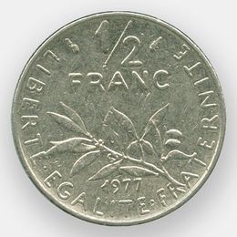 1/2 франка 1965-2001 Франция (Very Fine)