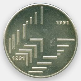 700 лет Швейцарской Конфедерации 20 франков 1991 Швейцария (Серебро 0,835 20,00 гр)