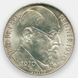 Карл Реннер 50 шиллингов 1970 Австрия Серебро 0,900 20,00 гр
