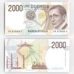 Банкнота 2000 лир 1990 Италия (сост. UNC)