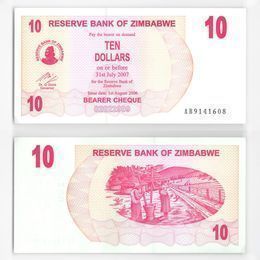 Банкнота 10 долларов 2006 Зимбабве (UNC)