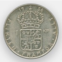 1 крона 1952-1968 Швеция (Серебро 0,400 7,00 гр)