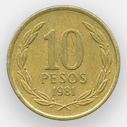 10 песо 1981-1990 Чили (сост. Very Fine)