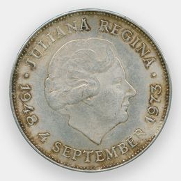 25 лет правления Королевы Юлианы 10 гульдена 1973 Нидерланды (Серебро 0,720 25,00 гр)
