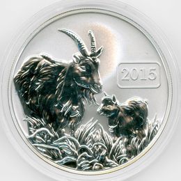 Год Козы 5 долларов 2015 Токелау (Серебро 0,999 31,11 гр)