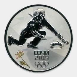 Кёрлинг 3 рубля 2014 (Серебро 0,925 31,10 гр)