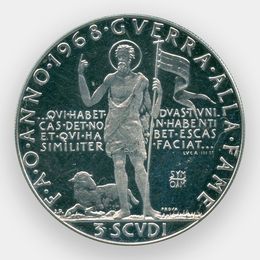 ФАО Мальтийский орден 3 скудо 1968 (Серебро 0,800 12,00 гр)
