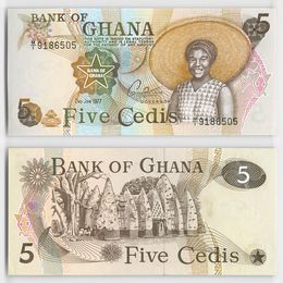 Банкнота 5 седи 1977 Гана (сост. UNC)