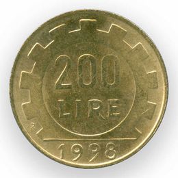 200 лир 1977-2001 Италия (Very Fine - XFine)