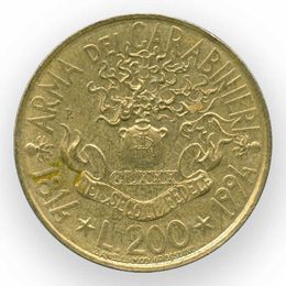 180 лет карабинерам Италия 200 лир 1994 (сост. Very Fine - XFine)