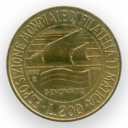Выставка марок в Генуе 200 лир 1992 Италия (сост. Very Fine - XFine)