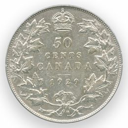 50 центов 1929 Канада (Серебро 0,800 11,66 гр)
