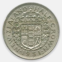 1/2 кроны 1948-1951 Новая Зеландия (Very Fine)