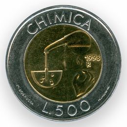 Химия 500 лир 1998 Сан-Марино (сост. about UNC)