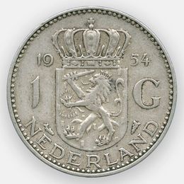 1 гульден 1954 Нидерланды (Серебро 0,720 6,50 гр)