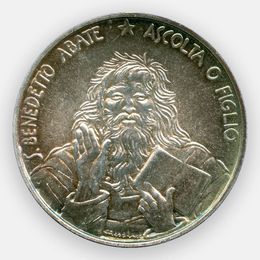 1500 лет со дня рождения Св. Бенедикта Нурсийского 1000 лир 1980 Сан-Марино (Серебро 0,835 14,60 гр)