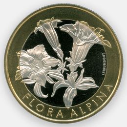Флора Альп - Горечавка альпийска 10 франков 2017 Швейцария